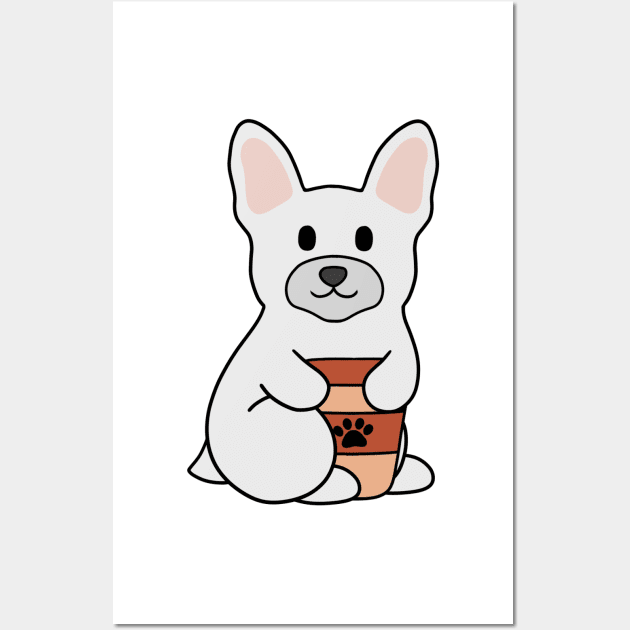 French Bulldog Coffee white Wall Art by BiscuitSnack